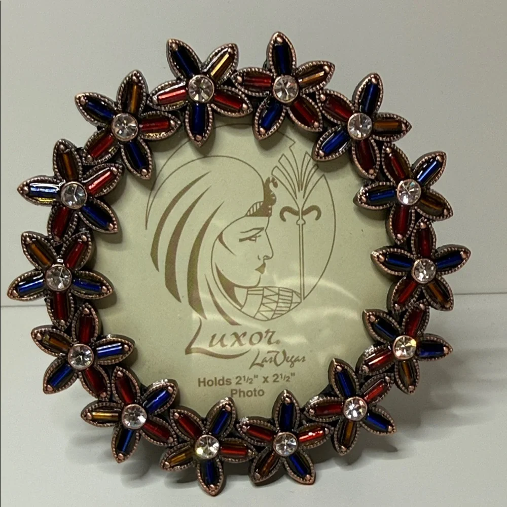 Luxor Las Vegas casino floral red blue clear Egyptian revival Round Photo Frame